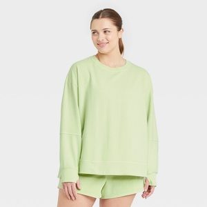 Women's Plus Size French Terry Sage Green Crewneck Sweatshirt - All in Motion™